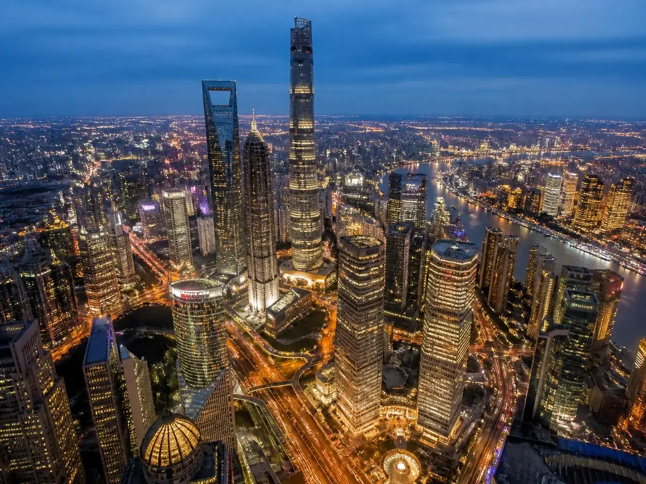 A city skyline, where markets open and close